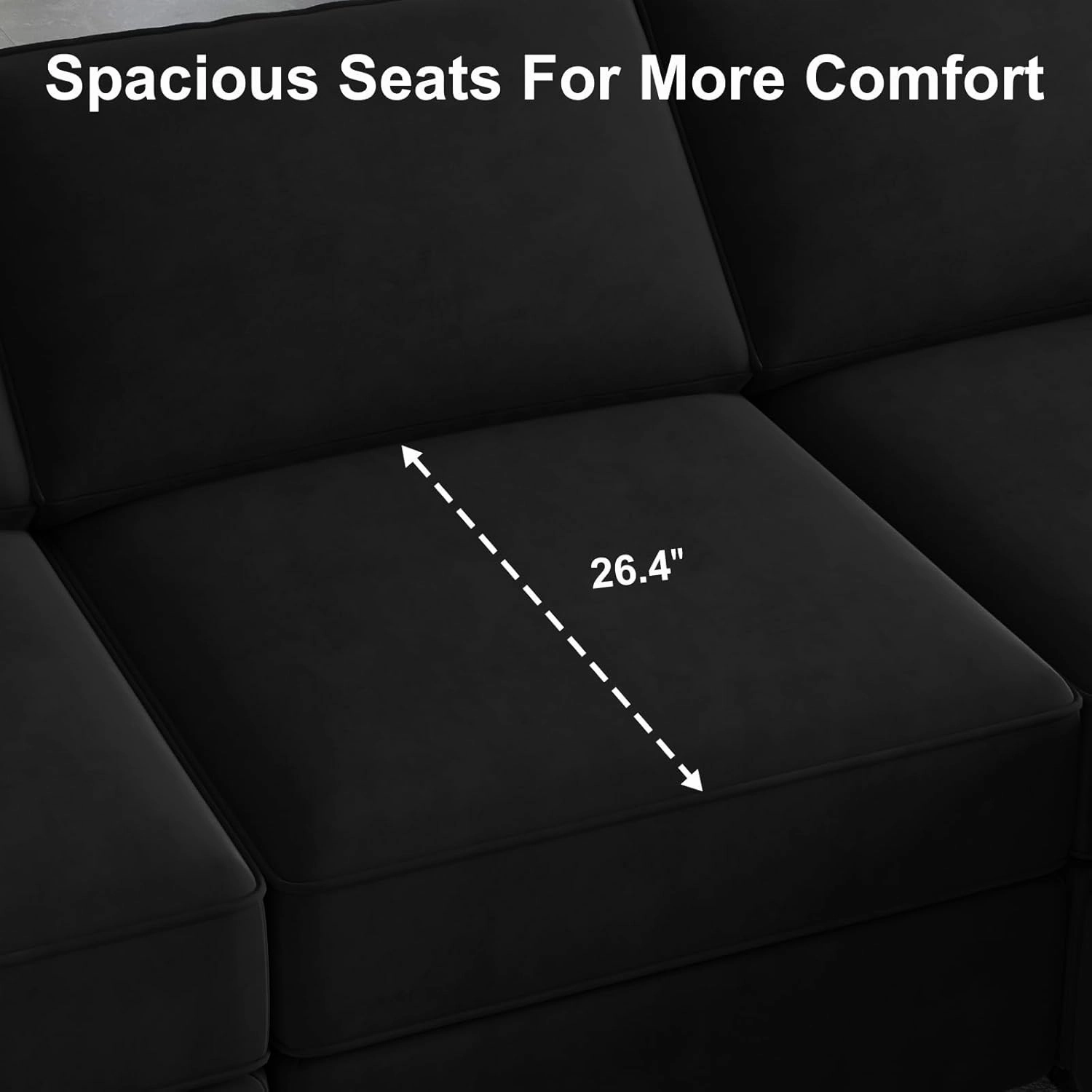 Belffin Modular Velvet Sectional Sofa with Chaise Lounge Sectional Sleeper Sofa with Storage Chaise Sofas Bed Couch for Living Room Black