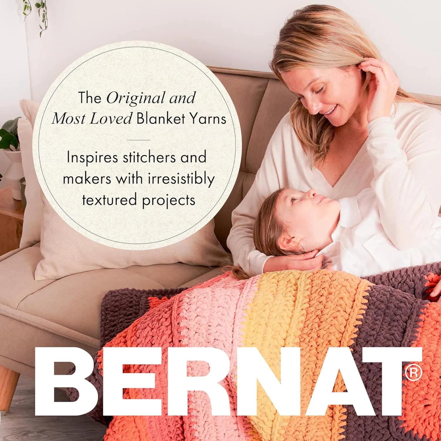 Bernat Maker Soft Peach Yarn - 2 Pack of 250g/8.8oz - 72% Cotton 28% Nylon - #5 Bulky - 290m/317Yards - for Knitting, Crochet and Amigurumi