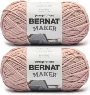 Bernat Maker Soft Peach Yarn - 2 Pack of 250g/8.8oz - 72% Cotton 28% Nylon - #5 Bulky - 290m/317Yards - for Knitting, Crochet and Amigurumi
