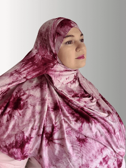 Berry marble instant jersey double loop hijab