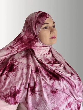 Berry marble instant jersey double loop hijab