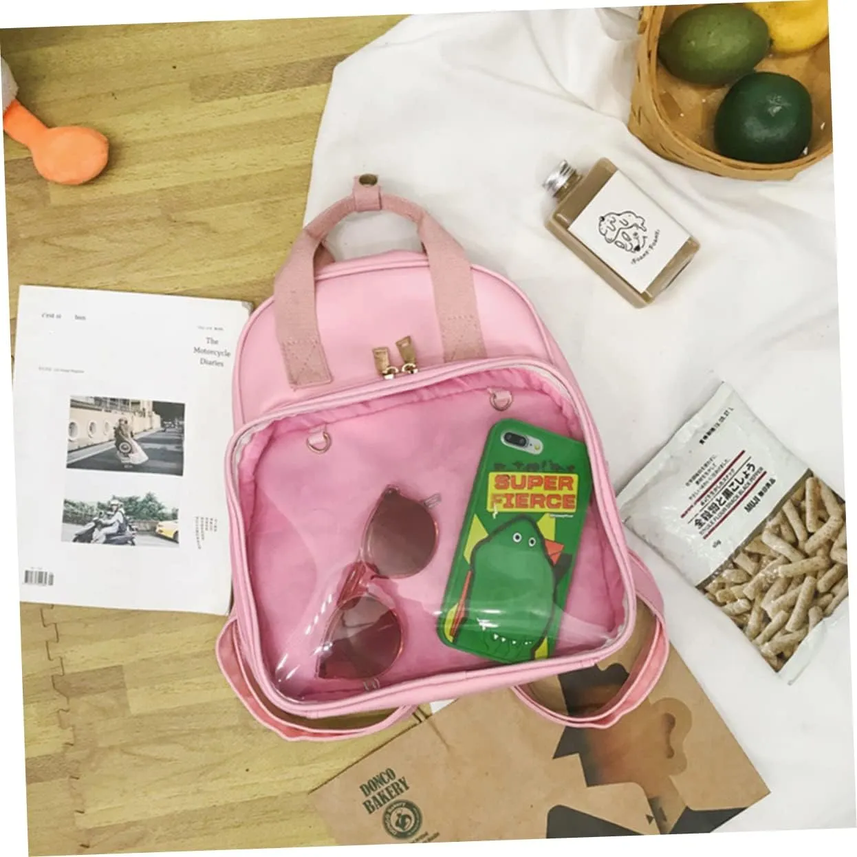 BESPORTBLE Pvc Candy Backpack Stylish School Bag for Students Women Smooth Zipper Storage Pockets