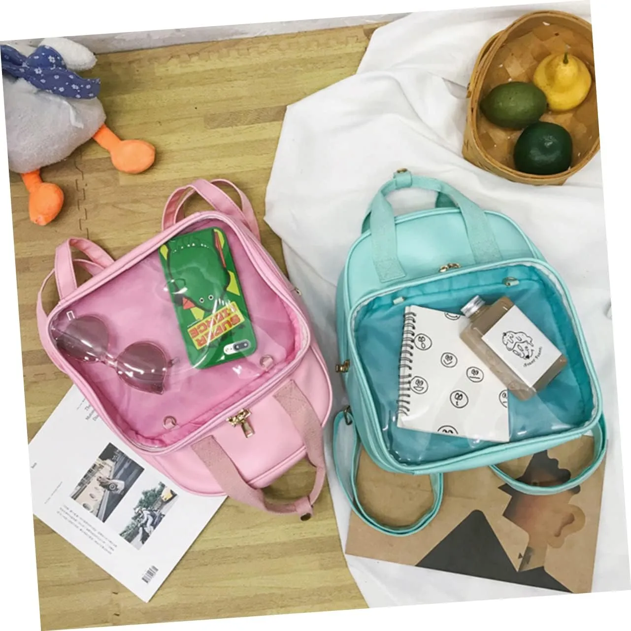 BESPORTBLE Pvc Candy Backpack Stylish School Bag for Students Women Smooth Zipper Storage Pockets