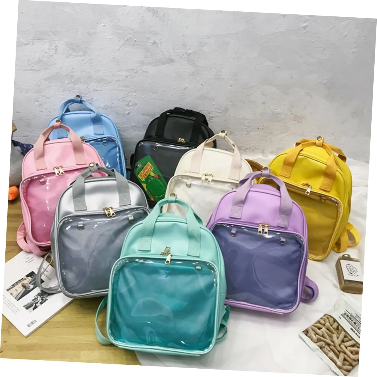 BESPORTBLE Pvc Candy Backpack Stylish School Bag for Students Women Smooth Zipper Storage Pockets