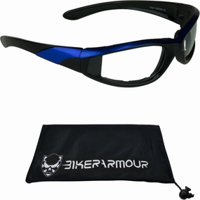 Bikershades Motorcycle Night Glasses Safety Clear Lens Foam Padded for Men and Women