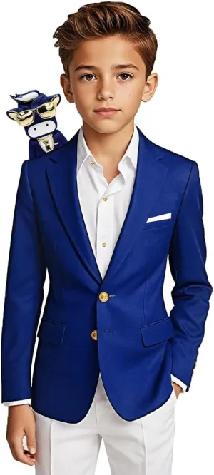 Black n Bianco Boys' Golden Age Slim Fit Blazer Jacket with Brass Buttons Presented by The Black Ring Pirates
