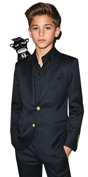 Black n Bianco Boys' Golden Age Slim Fit Blazer Jacket with Brass Buttons Presented by The Black Ring Pirates
