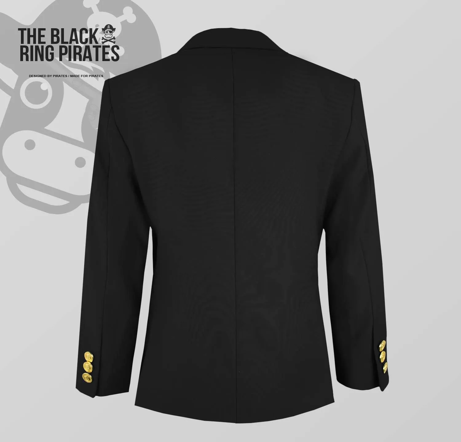 Black n Bianco Boys' Golden Age Slim Fit Blazer Jacket with Brass Buttons Presented by The Black Ring Pirates