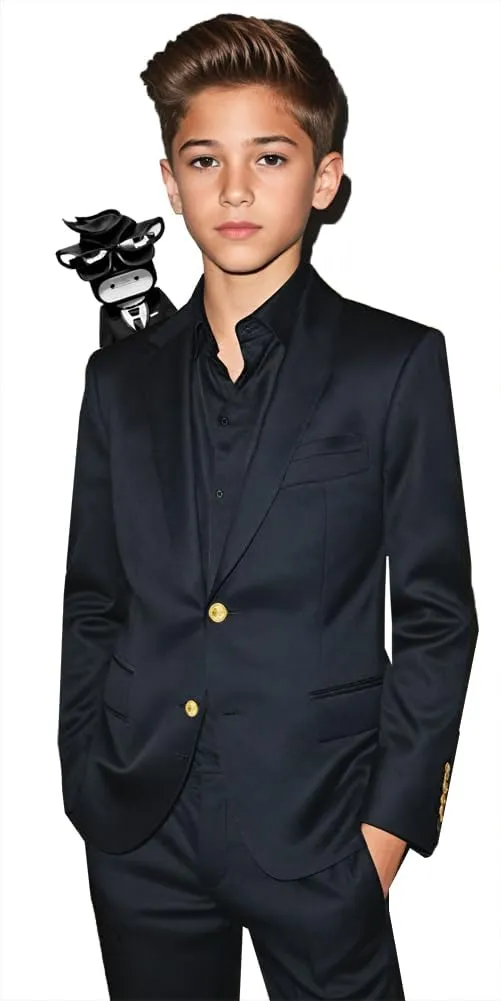 Black n Bianco Boys' Golden Age Slim Fit Blazer Jacket with Brass Buttons Presented by The Black Ring Pirates