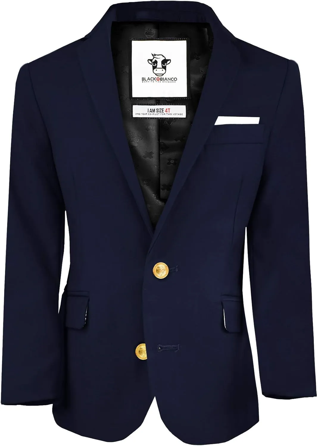 Black n Bianco Boys' Golden Age Slim Fit Blazer Jacket with Brass Buttons Presented by The Black Ring Pirates