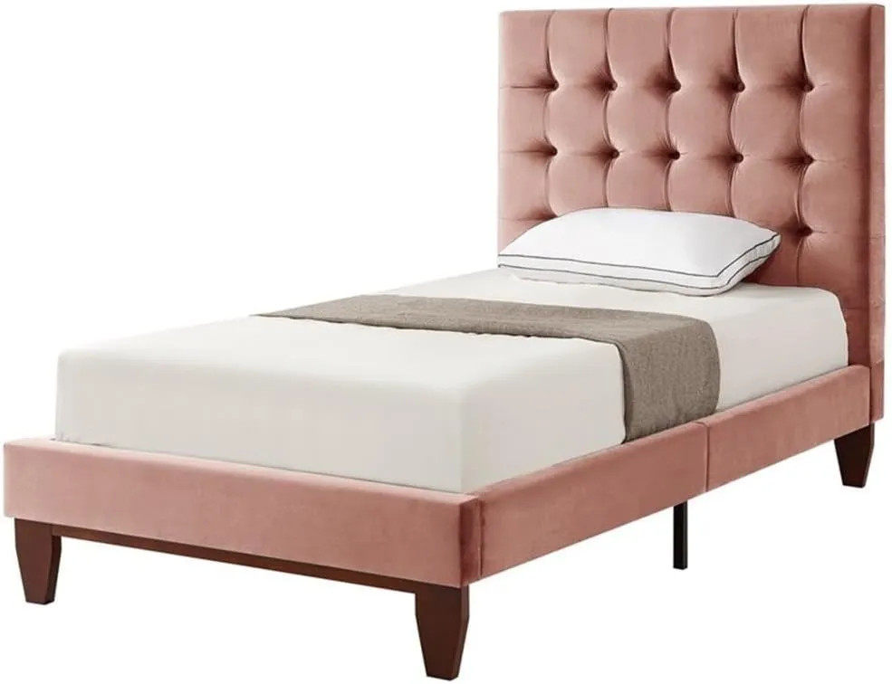 Blake Beds Blush Velvet Full Button Tufted