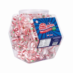 Bob's Sweet Stripes Bobs Sweet Stripes Soft Peppermint Candy - 250 Mints Individually Wrapped in Reusable Plastic Tub - Peppermint Candy White,Red