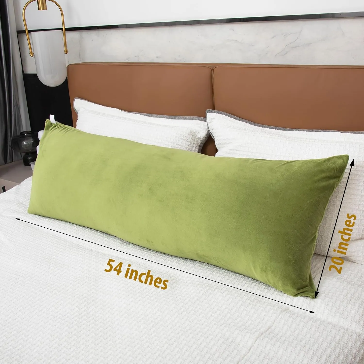 Body Pillows for Adults, Long Pillow for Bed, Firm Large Body Pillow with Velvet Cover for Side Sleeper, 20x54 Inches (Green)