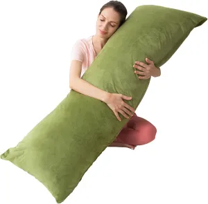 Body Pillows for Adults, Long Pillow for Bed, Firm Large Body Pillow with Velvet Cover for Side Sleeper, 20x54 Inches (Green)