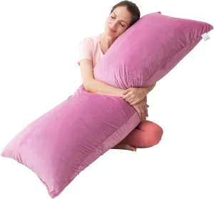 Body Pillows for Adults, Long Pillows for Bed, Firm Large Body Pillow with Velvet Cover for Side Sleeper, 20x54 Inches (Purple)
