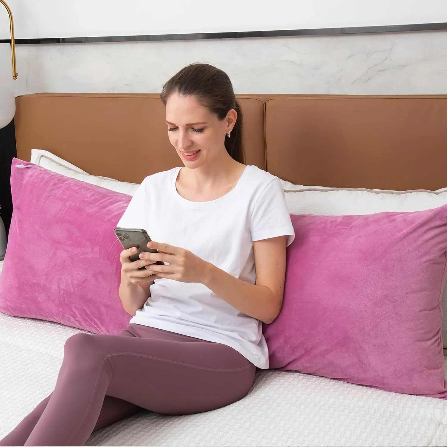 Body Pillows for Adults, Long Pillows for Bed, Firm Large Body Pillow with Velvet Cover for Side Sleeper, 20x54 Inches (Purple)