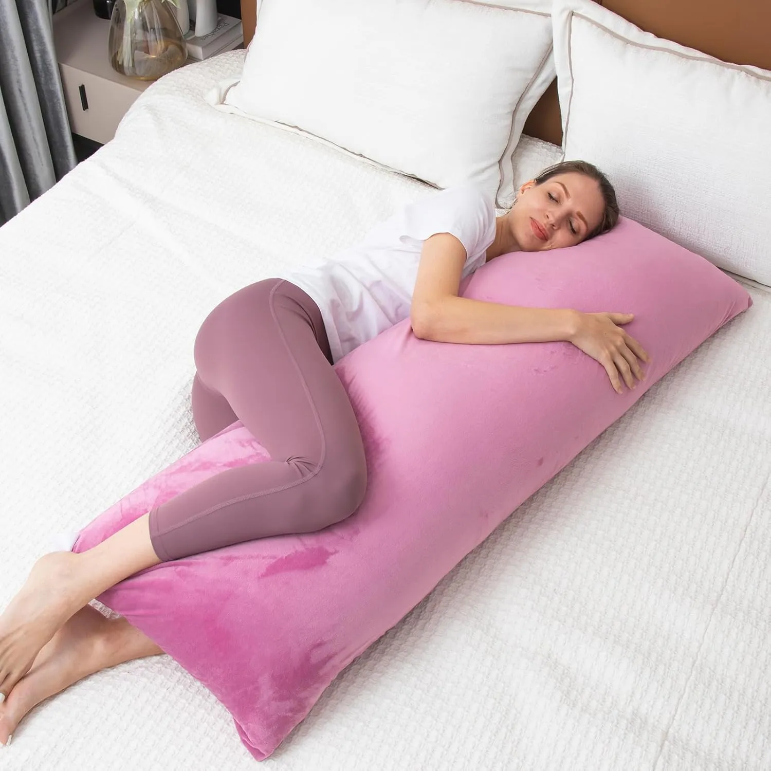 Body Pillows for Adults, Long Pillows for Bed, Firm Large Body Pillow with Velvet Cover for Side Sleeper, 20x54 Inches (Purple)