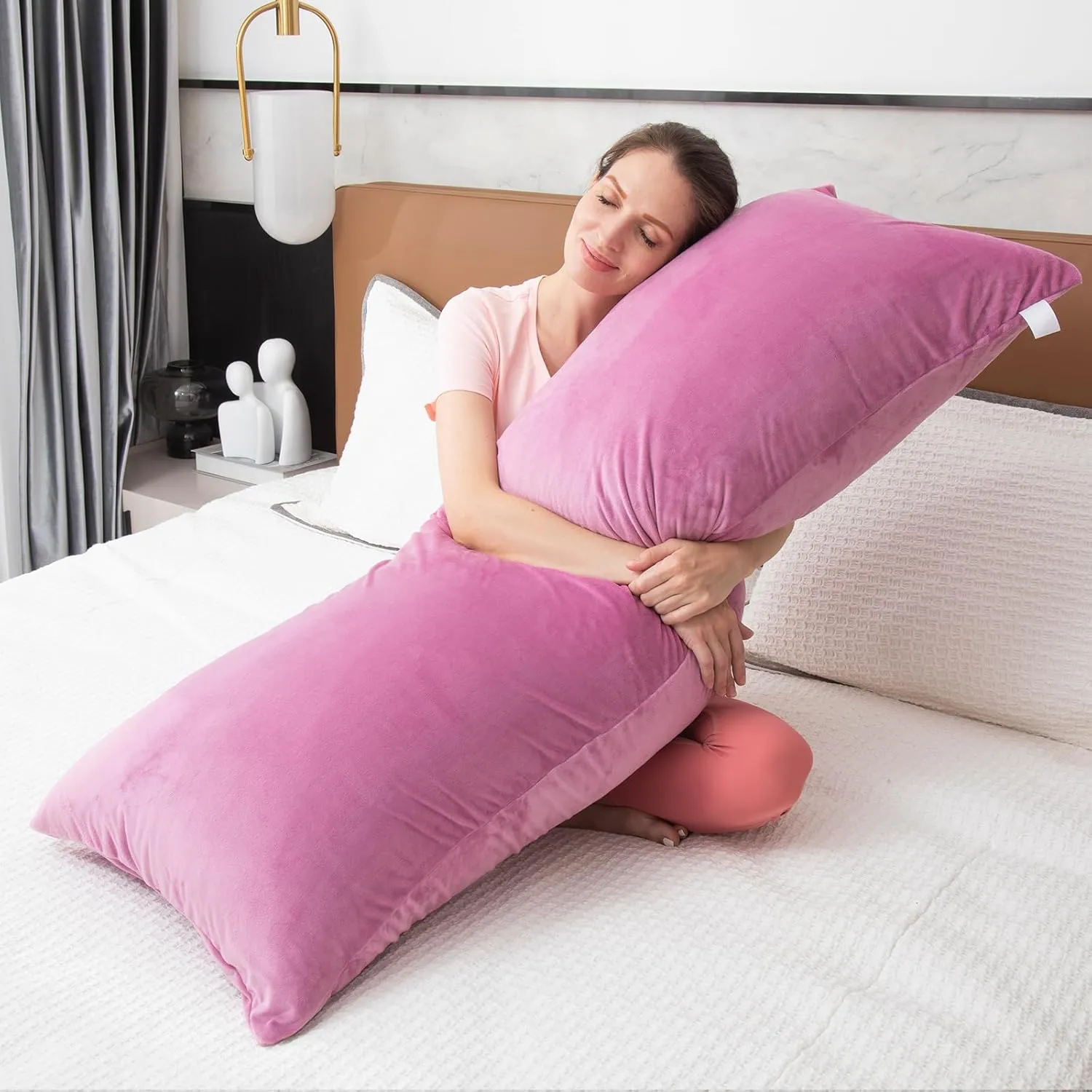 Body Pillows for Adults, Long Pillows for Bed, Firm Large Body Pillow with Velvet Cover for Side Sleeper, 20x54 Inches (Purple)