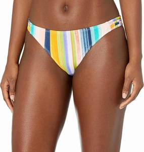 Body Glove Women's Standard Flirty Surf Rider Bikini Bottom Swimsuit, Havana Stripe, Large