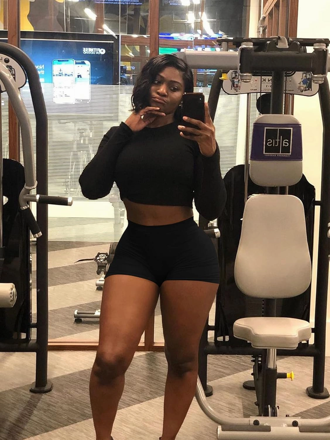 BORIFLORS Women's Sexy Workout Gym Biker Elastic Waist Booty Shorts