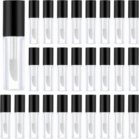 Bosreroy 50 Clear Mini Lip Gloss Containers With Soft Brush, 1.2Ml, Leak-Proof, Travel-Friendly Tubes With Black Caps
