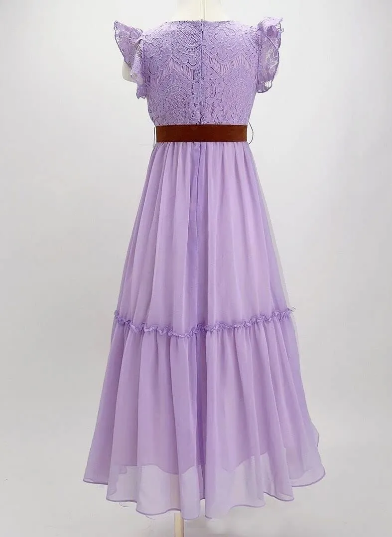 Bow Dream Off White Peach Vintage Lace Sleeveless Flower Girl's Dress
