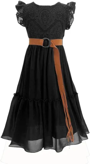 Bow Dream Off White Peach Vintage Lace Sleeveless Flower Girl's Dress
