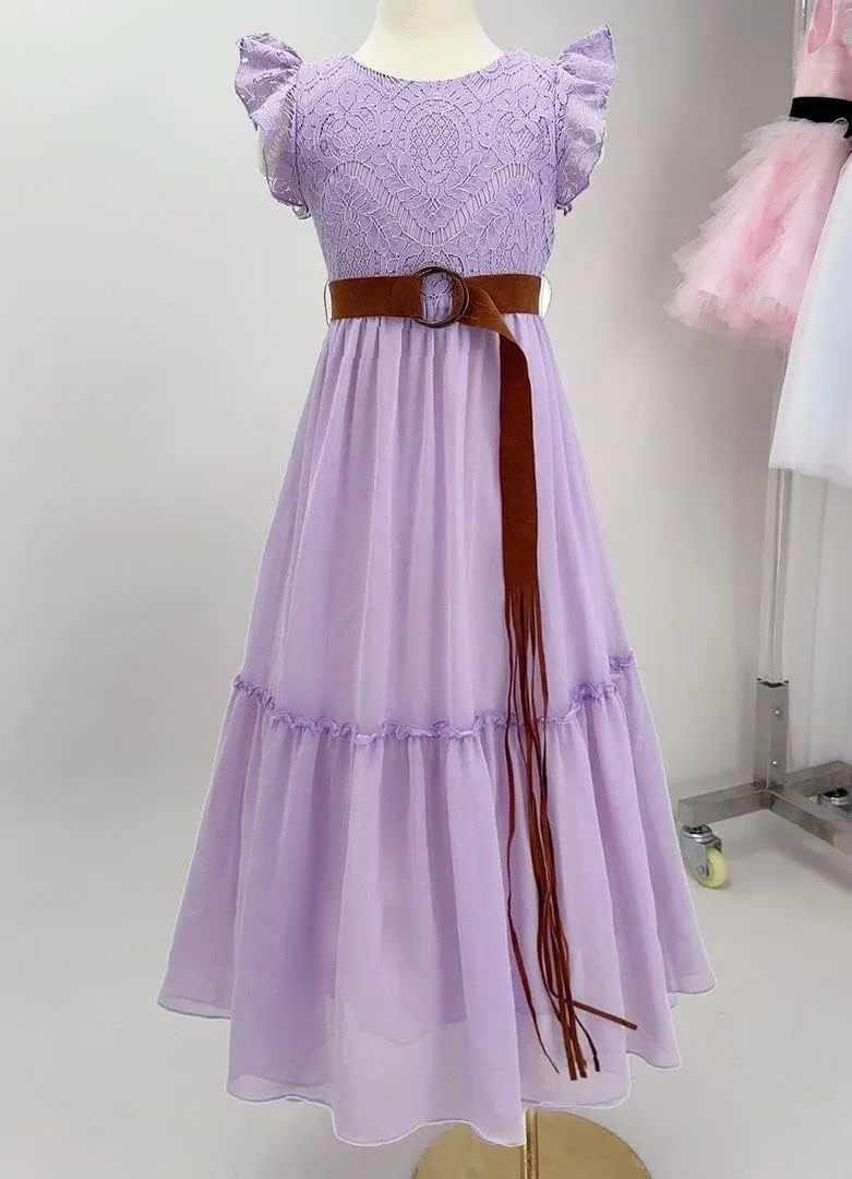 Bow Dream Off White Peach Vintage Lace Sleeveless Flower Girl's Dress