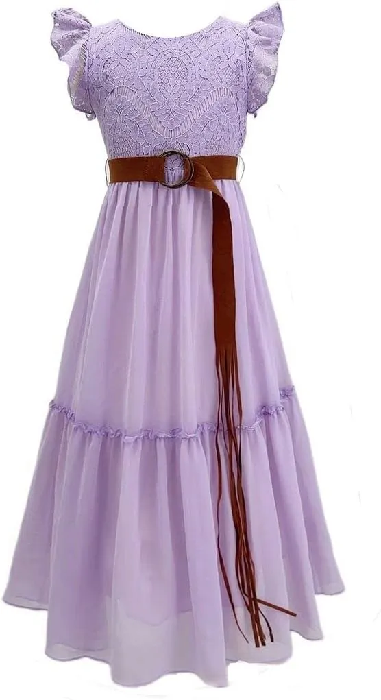 Bow Dream Off White Peach Vintage Lace Sleeveless Flower Girl's Dress