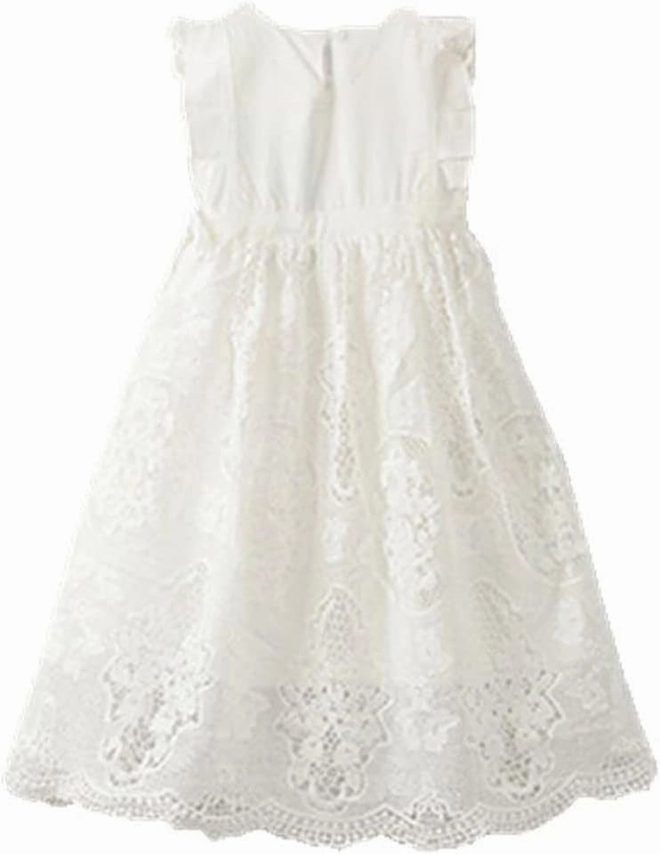 Bow Dream Off White Peach Vintage Lace Sleeveless Flower Girl's Dress