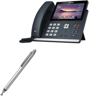 BoxWave Stylus Pen Compatible with Ooma YeaLink T48U - DualTip Capacitive Stylus, Fiber Tip Disc Tip Capacitive Stylus Pen - Metallic Silver