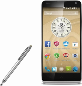 BoxWave Stylus Pen Compatible with Prestigio Grace X7 - DualTip Capacitive Stylus, Fiber Tip Disc Tip Capacitive Stylus Pen - Metallic Silver