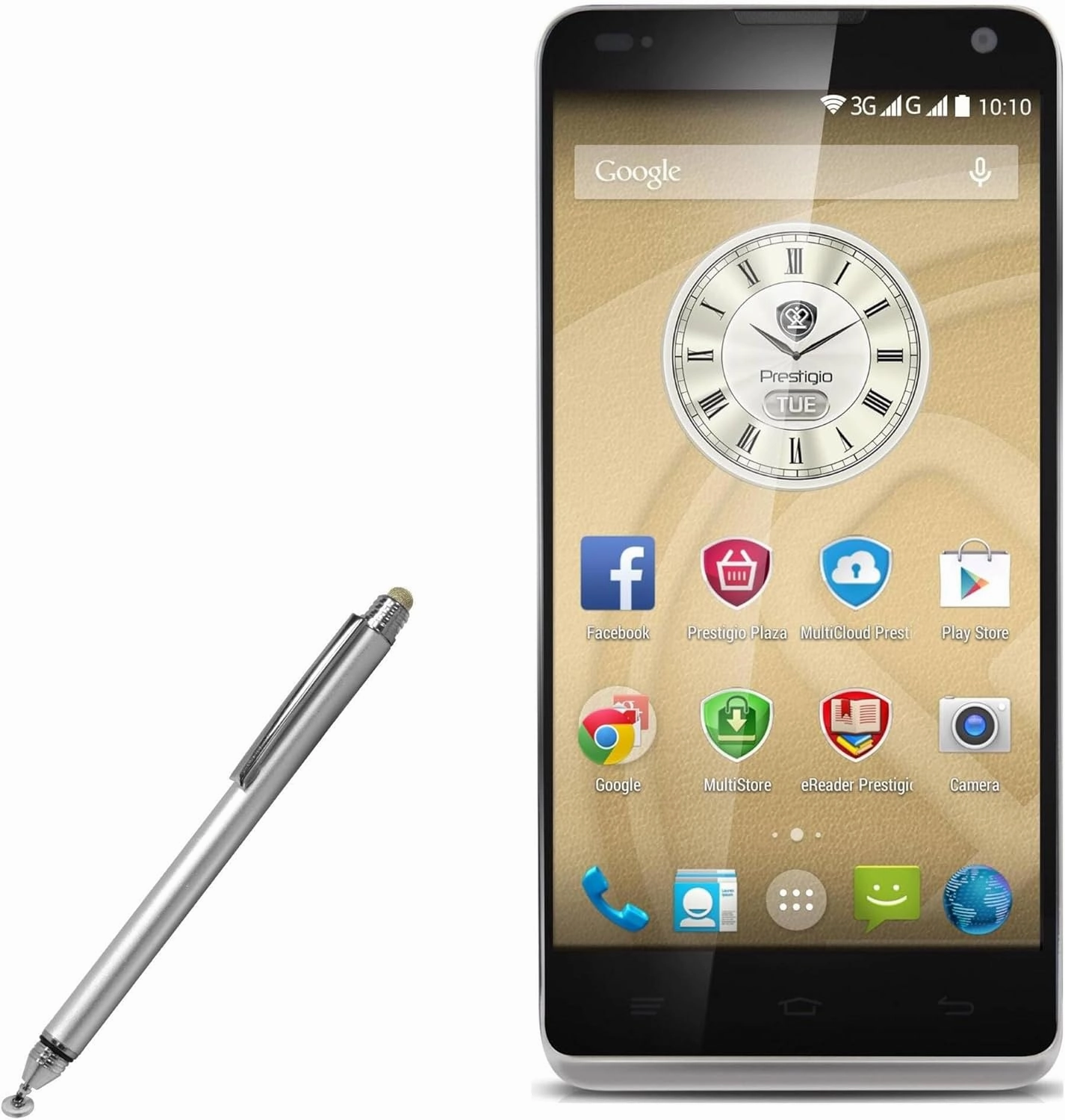 BoxWave Stylus Pen Compatible with Prestigio Grace X7 - DualTip Capacitive Stylus, Fiber Tip Disc Tip Capacitive Stylus Pen - Metallic Silver