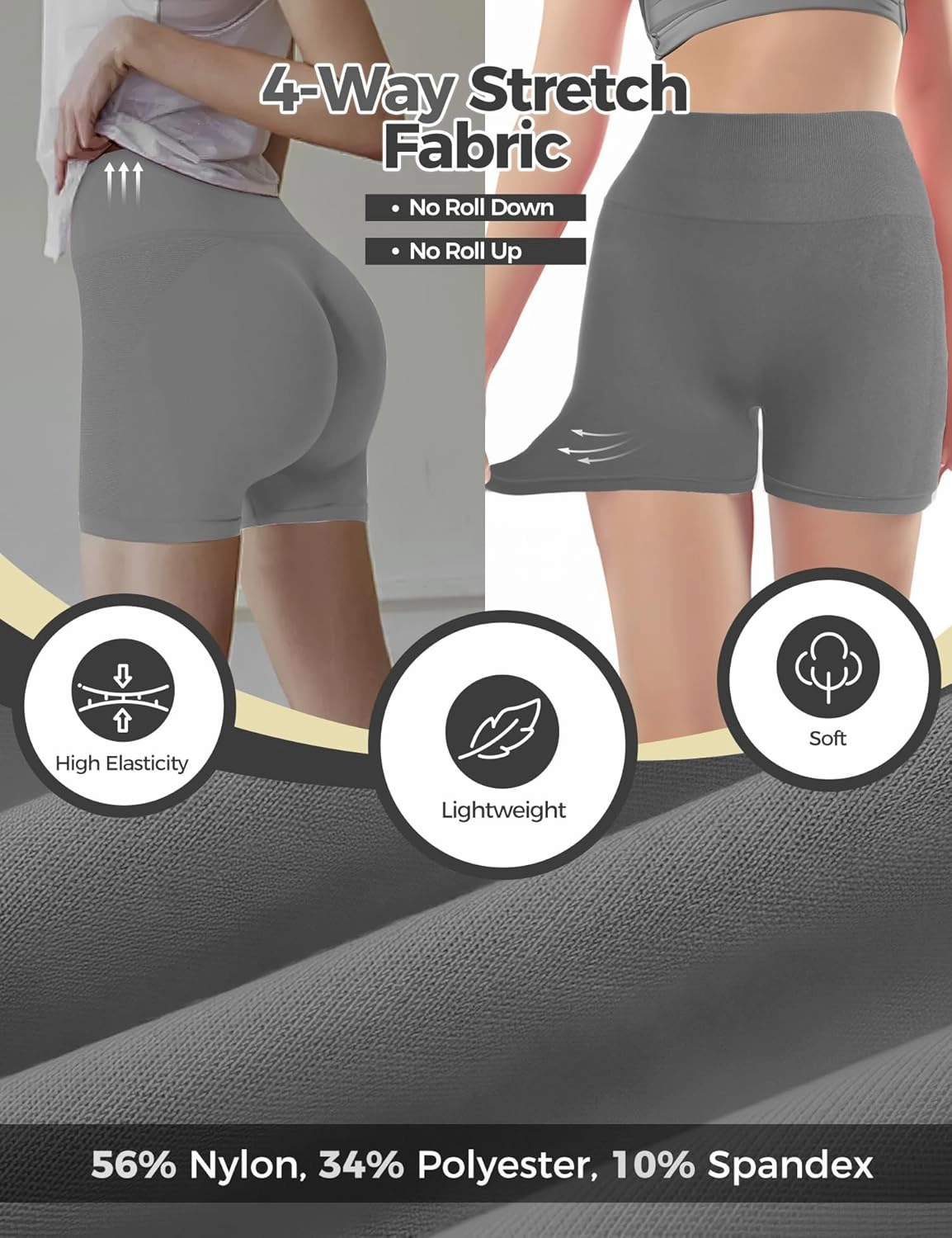 Buauty Gym Shorts Women, Seamless Yoga Workout Shorts, High-Waisted 3.6'' Scrunch Butt Booty Lifting Athletic Running Shorts