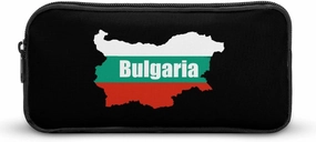 Bulgaria Map Flag Cute Pencil Case Pencil Pouch Portable Pen Bag with Zip Stationary Supplies Travel Storage Bag