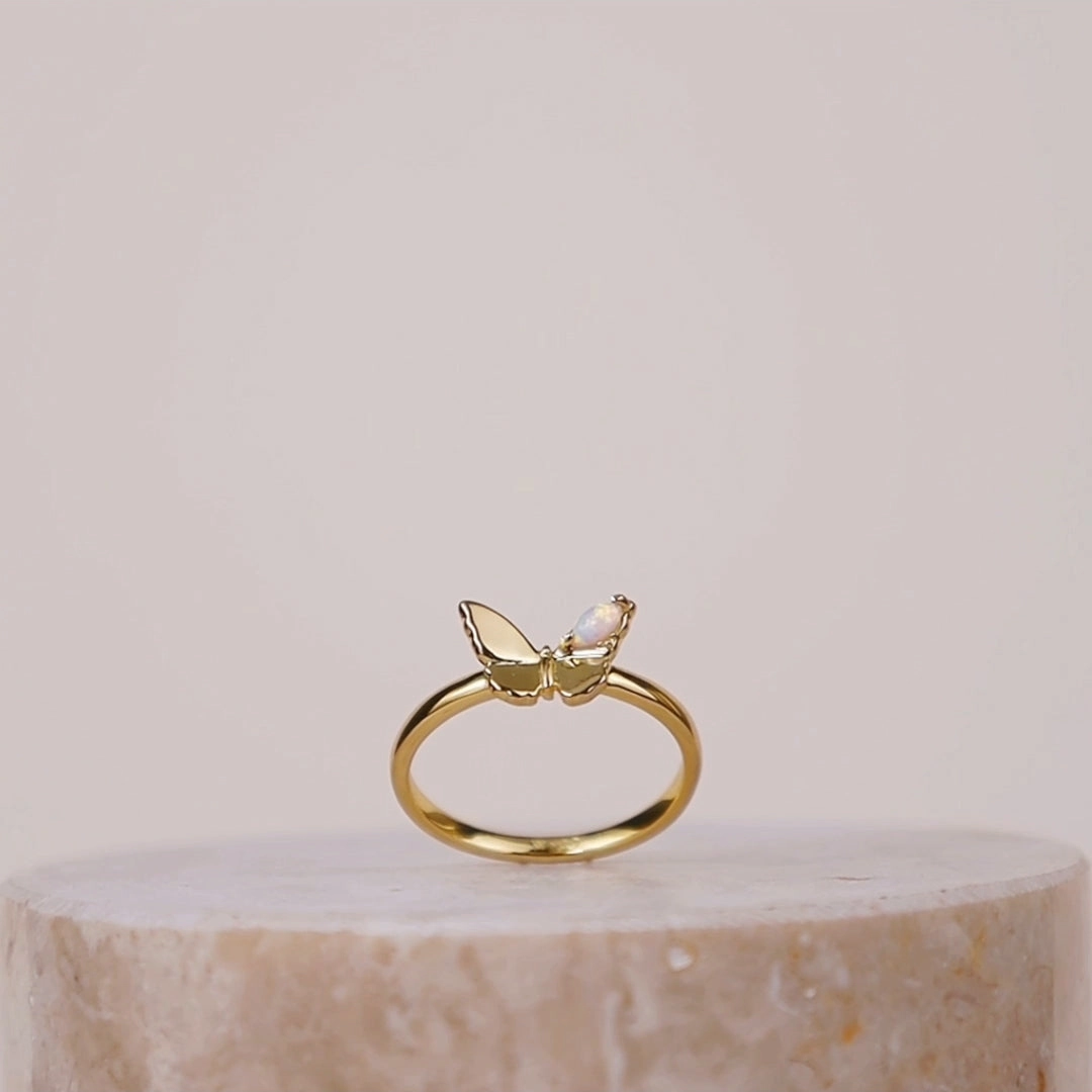 Butterfly Opal Gold Ring