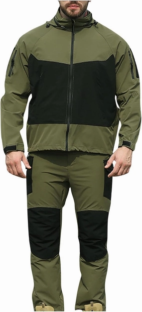 Cambkatl Mens Colorblock Waterproof Tracksuits Long Sleeve Full Zipper Hoodies Jacket with Hiking Pants Outdoor Jogging Suits