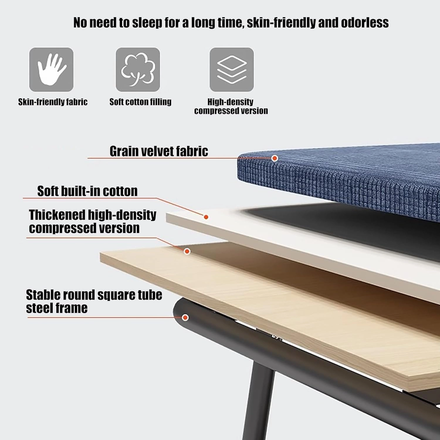 Camping Cot with Mat for Adults Foldable Camping Bed for Adults with Non-Slip Foot Pad for Travel,Room,Office,Home Nap