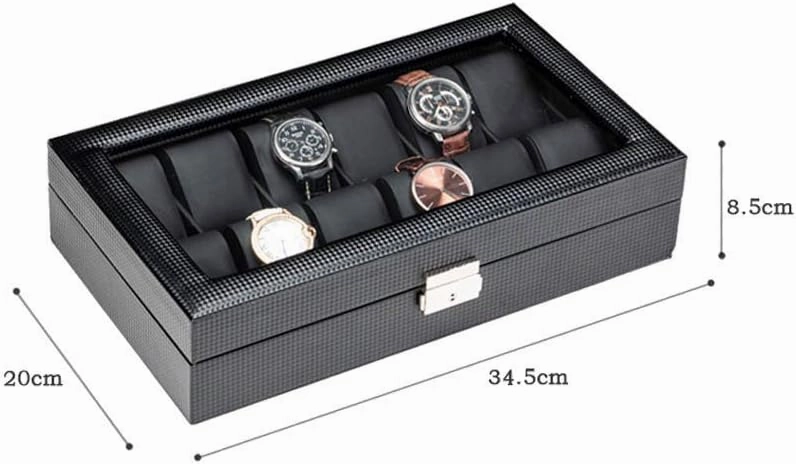 Carbon Fiber Artificial Leather 6 Grid 12 Grid 20 Grid Mechanical Watch Storage Box Nickel-Plated Paint