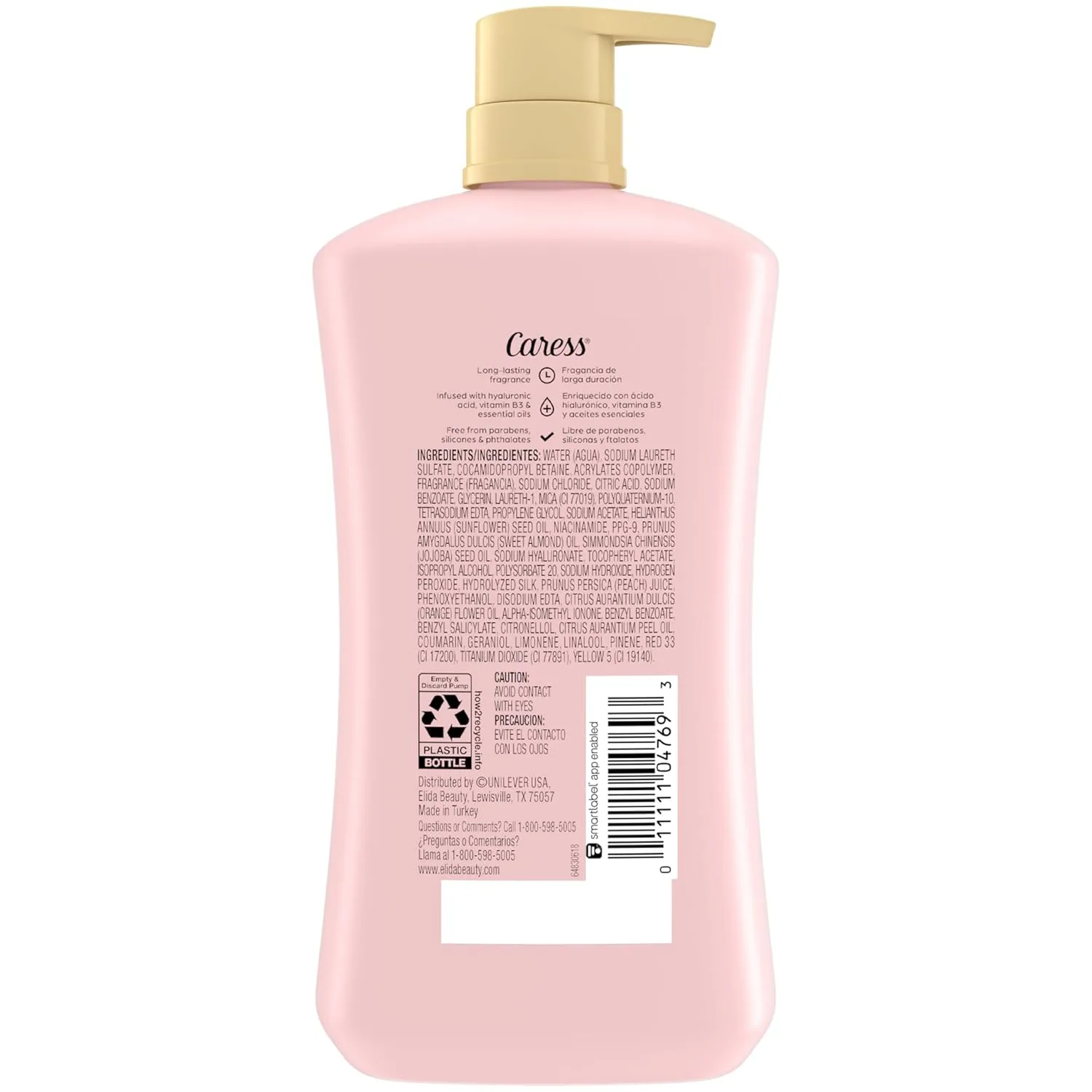 Caress Body Wash With Pump Daily Silk White Peach & Orange Blossom Body Soap for Noticeably Silky, Soft Skin 30 fl oz, 4 Pack