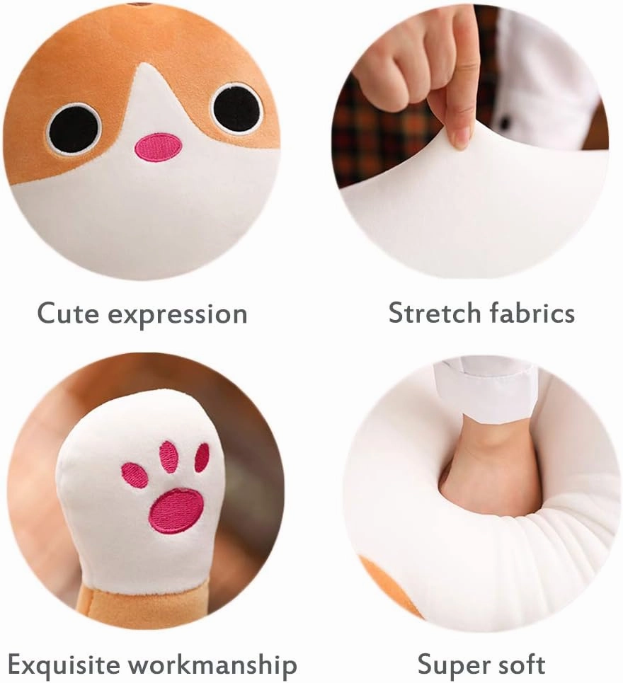Cat Plush Hugging Pillow, Soft Kitten Plush Body Toy Gifts for Kids (Brown, 27.55 inch)