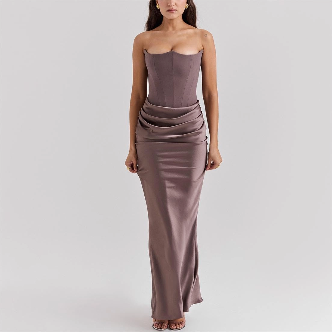 Catalpalev Women's Sexy Fishbone Plunge Slim Backless Temperament Velvet Gowns Bridesmaid Dresses Prom Dresses
