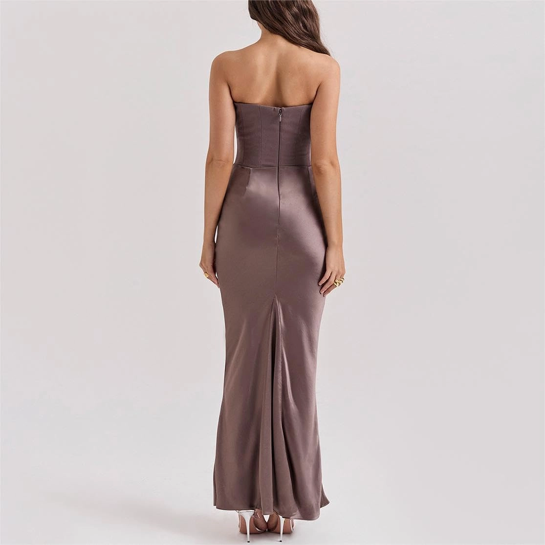 Catalpalev Women's Sexy Fishbone Plunge Slim Backless Temperament Velvet Gowns Bridesmaid Dresses Prom Dresses