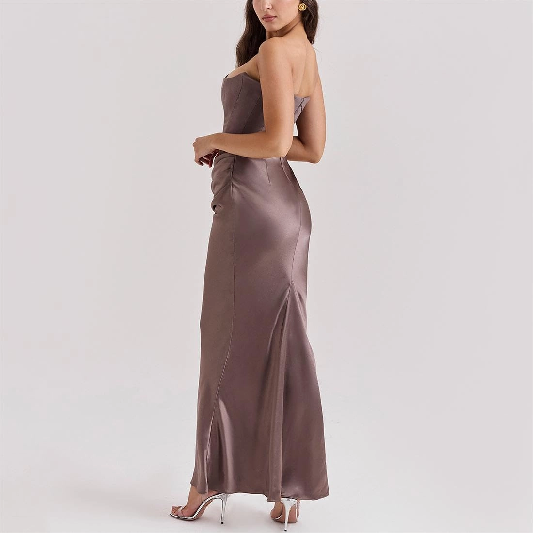 Catalpalev Women's Sexy Fishbone Plunge Slim Backless Temperament Velvet Gowns Bridesmaid Dresses Prom Dresses