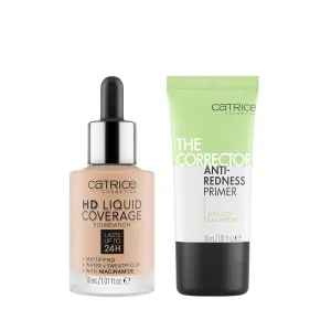 Catrice | HD Foundation 30 & The Corrector Anti-Red Primer| Full Coverage Makeup | Vegan & Cruelty Free