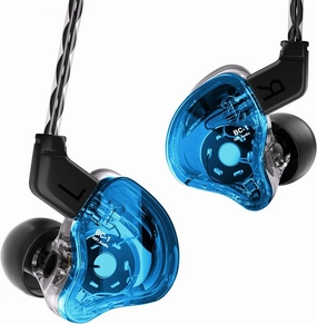 CCZ Melody Wired Earbuds Earphones, hifi 1DD 1BA Drivers in ear Headphones, in ear Monitors with Crisp Clear Sound, iem Corded Earbuds for Singers Musicians Drummer Studio (Blue, without microphone)