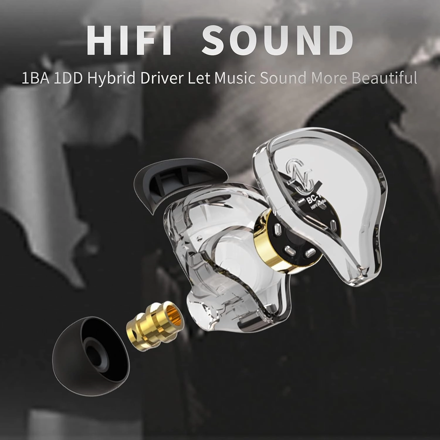 CCZ Melody Wired Earbuds Earphones, hifi 1DD 1BA Drivers in ear Headphones, in ear Monitors with Crisp Clear Sound, iem Corded Earbuds for Singers Musicians Drummer Studio (Blue, without microphone)