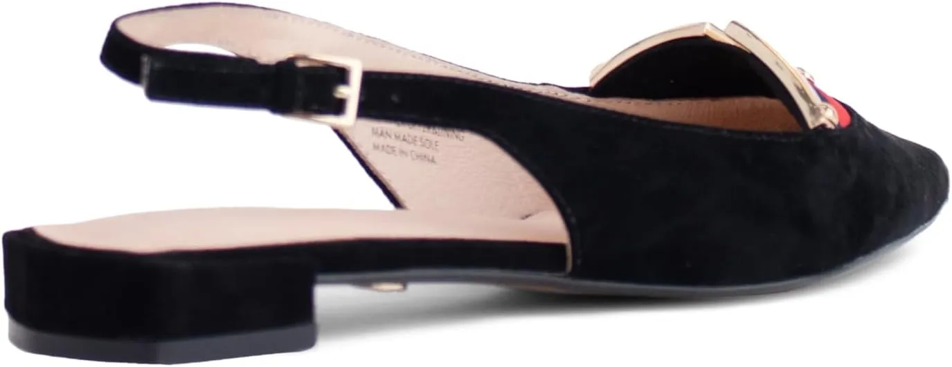 Cecelia New York Jacqueline Slingback Pointed Toe Flats Gold Snake