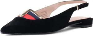 Cecelia New York Jacqueline Slingback Pointed Toe Flats Gold Snake