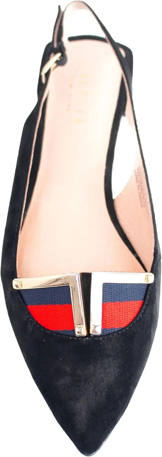 Cecelia New York Jacqueline Slingback Pointed Toe Flats Gold Snake